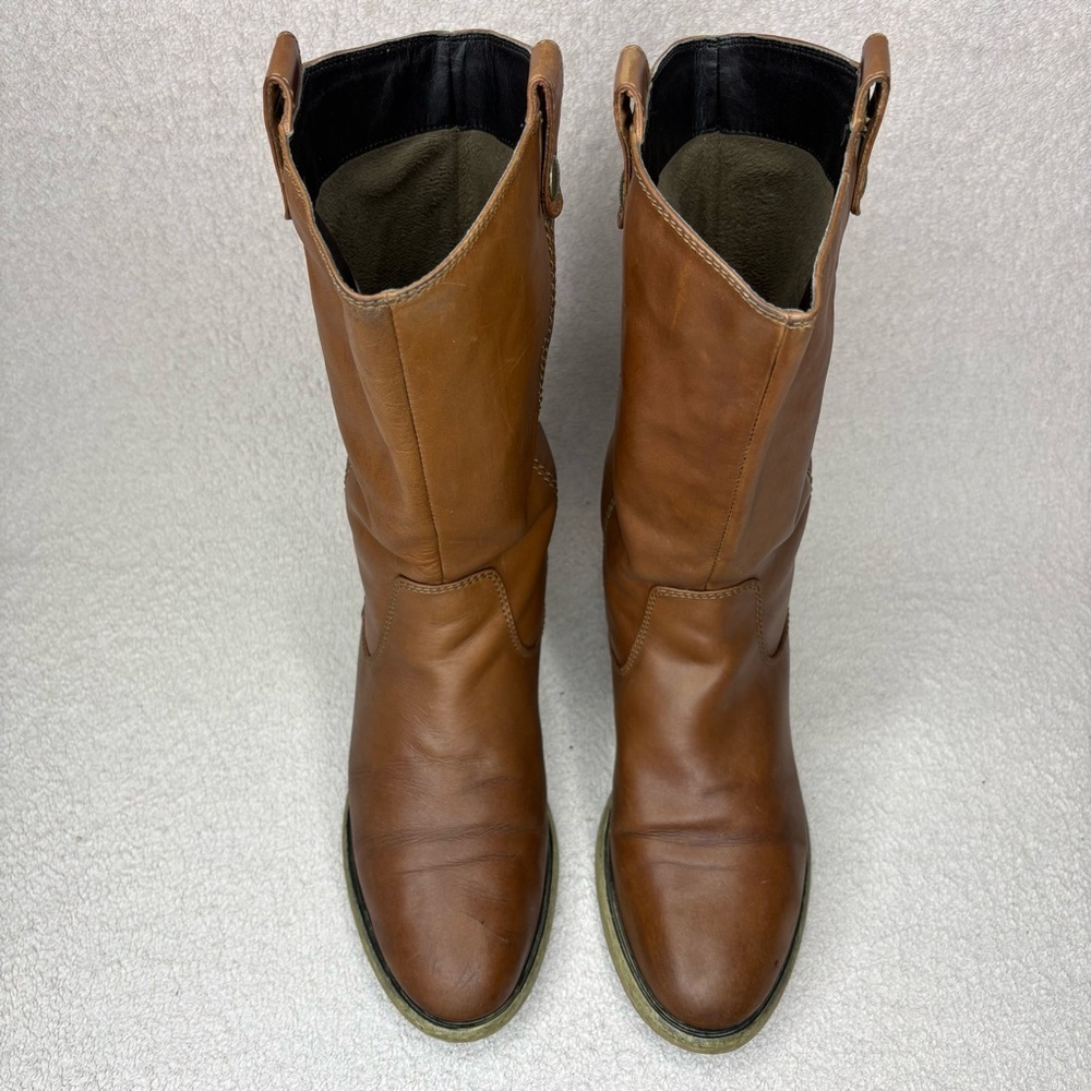 Kate Preston Jessie Leather Western Boots Women 8.5 Brown Pull On Faux Fur Lined - Picture 7 of 14